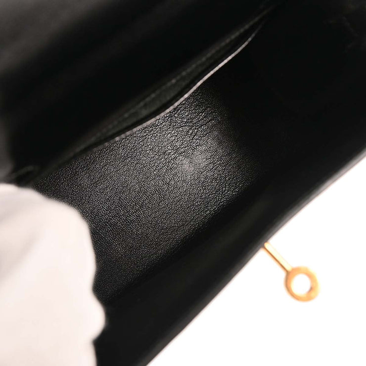 Hermes Black Box Calf Mini Kelly 20 2way Sellier Handbag 177268