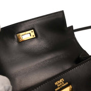 Hermes Black Box Calf Mini Kelly 20 2way Sellier Handbag 177268