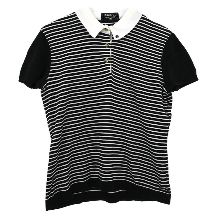 Chanel Short Sleeve Polo Shirt Top Black #42 177314