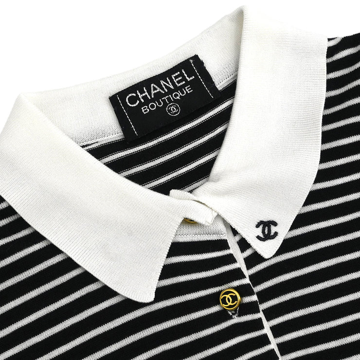 Chanel Short Sleeve Polo Shirt Top Black #42 177314