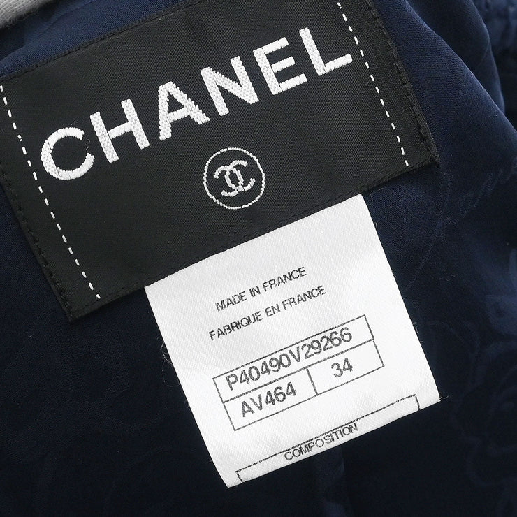 Chanel Single Breasted Jacket Navy P40490V29266 #34 177317