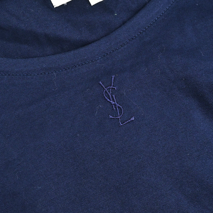 Yves Saint Laurent T-shirt Top Navy SF59-456 #L 177346