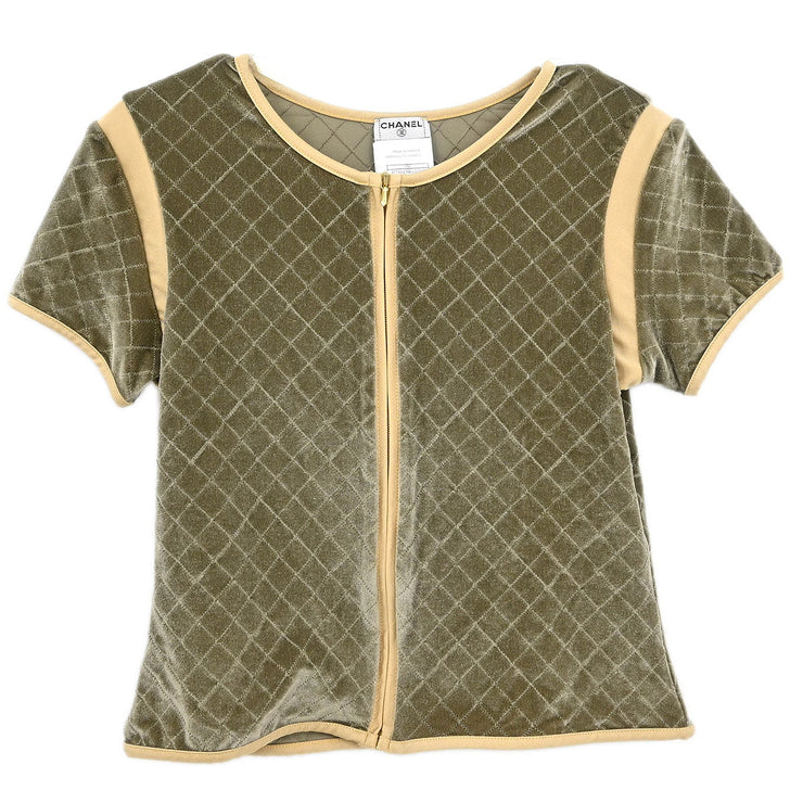 Chanel Zip Up Short Sleeve Jacket Gray 05C #42 177354