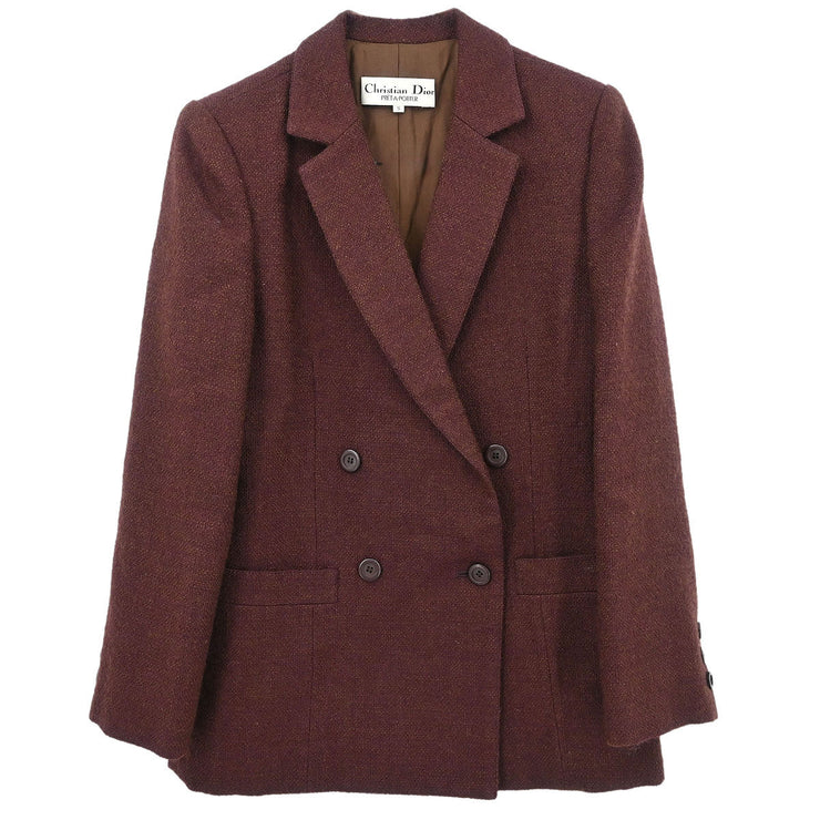 Christian Dior Double Breasted Jacket Brown C-TK-286 #S 177376