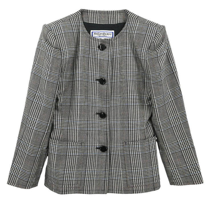 Yves Saint Laurent Collarless Jacket Black HZ107-892 #S 177386