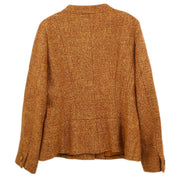 Chanel Single Breasted Collarless Jacket Brown 01A #42 177392