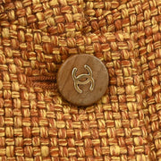 Chanel Single Breasted Collarless Jacket Brown 01A #42 177392
