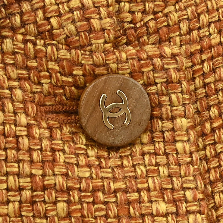 Chanel Single Breasted Collarless Jacket Brown 01A #42 177392