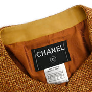 Chanel Single Breasted Collarless Jacket Brown 01A #42 177392
