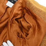 Chanel Single Breasted Collarless Jacket Brown 01A #42 177392