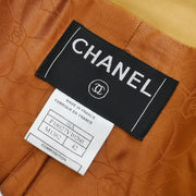 Chanel Single Breasted Collarless Jacket Brown 01A #42 177392