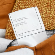 Chanel Single Breasted Collarless Jacket Brown 01A #42 177392