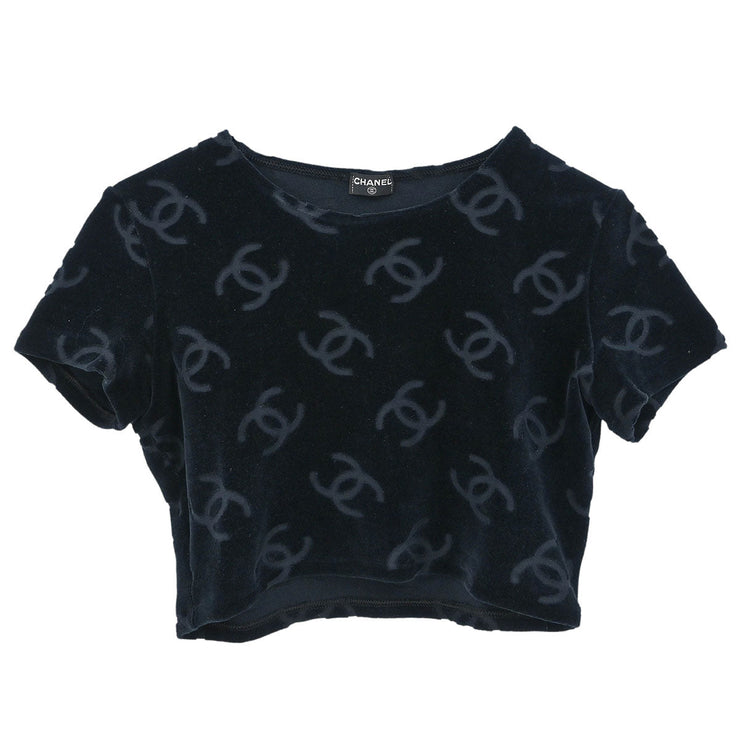 Chanel Short Sleeve Top Cropped Black #40 177396