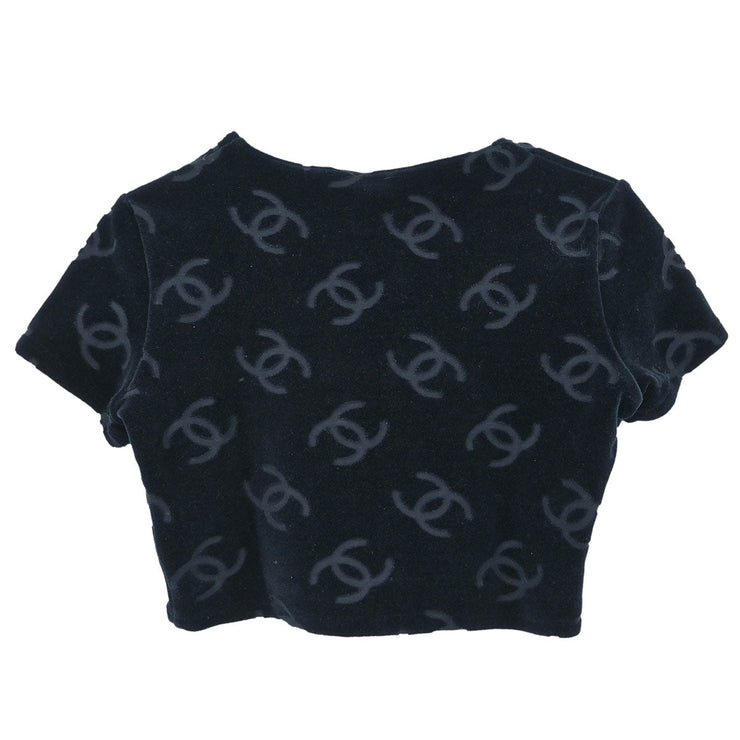Chanel Short Sleeve Top Cropped Black #40 177396