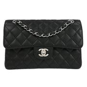 Chanel Black Calfskin Small Classic Double Flap Shoulder Bag 177433
