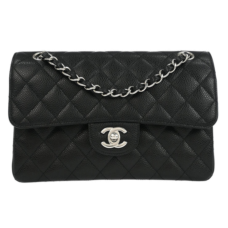 Chanel Black Calfskin Small Classic Double Flap Shoulder Bag 177433