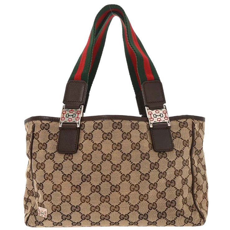 Gucci Beige Canvas GG Sherry Line Tote Handbag 145810 002122 177435