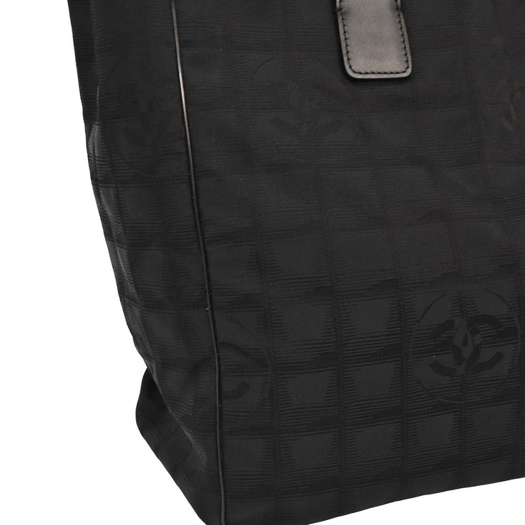 Chanel Black Jacquard Nylon Travel Line Tote Handbag 177442