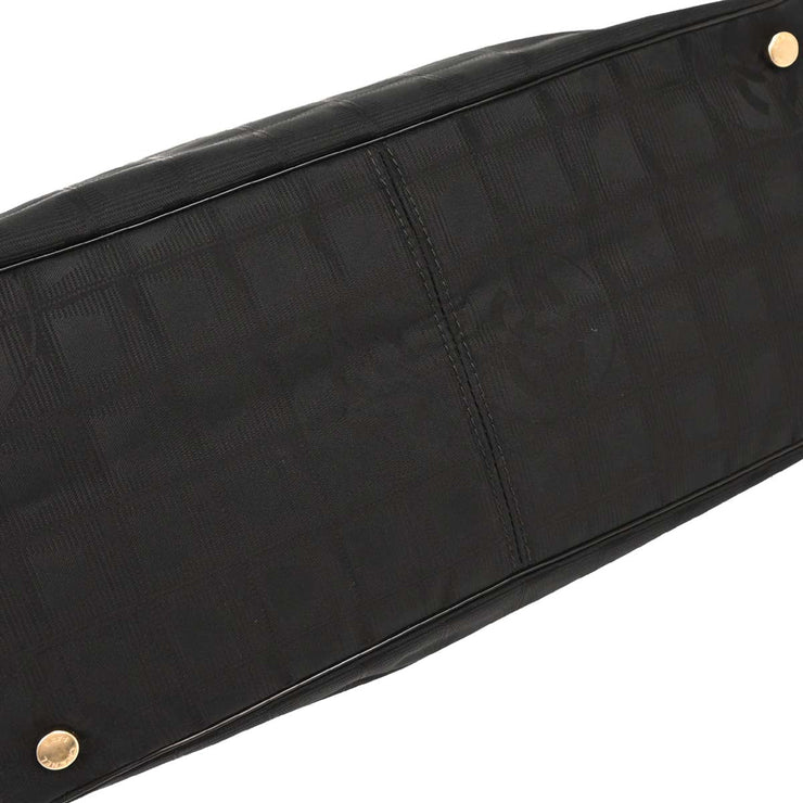 Chanel Black Jacquard Nylon Travel Line Tote Handbag 177442