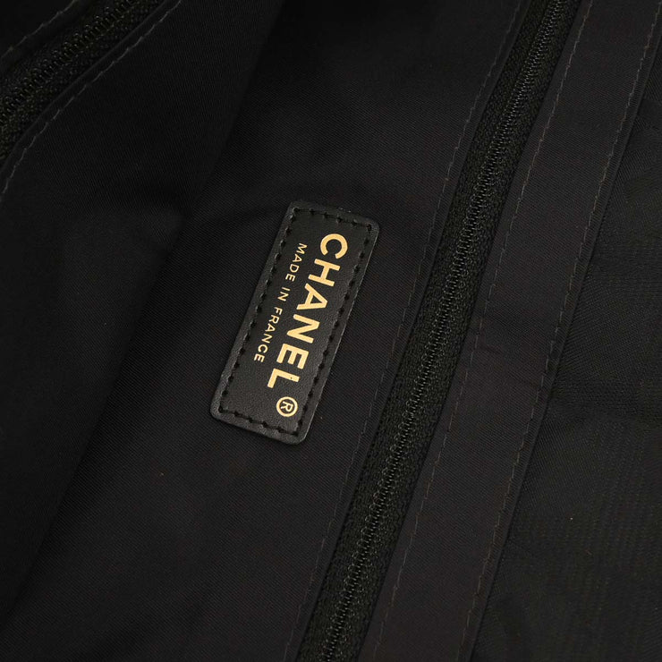 Chanel Black Jacquard Nylon Travel Line Tote Handbag 177442