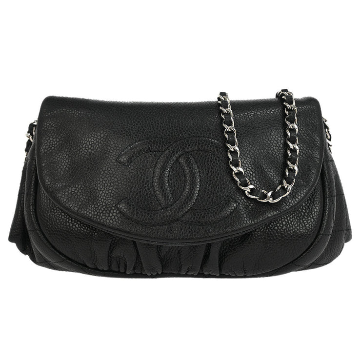 Chanel Black Calfskin Half Moon WOC Shoulder Wallet Bag 177447