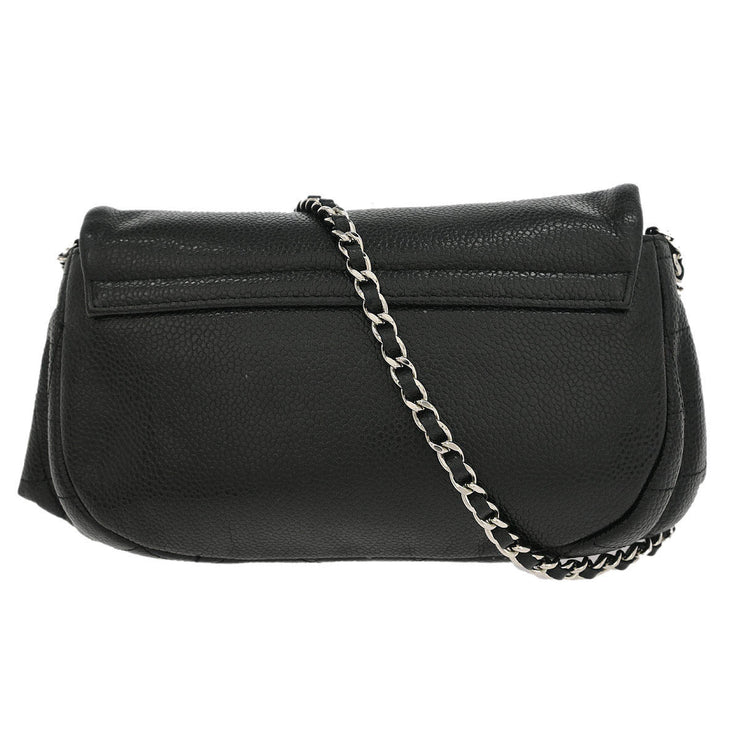 Chanel Black Calfskin Half Moon WOC Shoulder Wallet Bag 177447