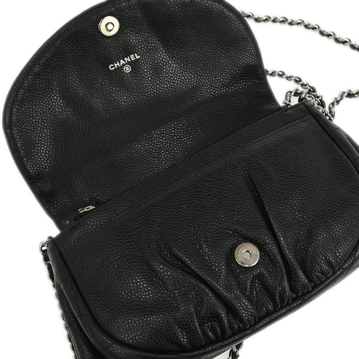 Chanel Black Calfskin Half Moon WOC Shoulder Wallet Bag 177447