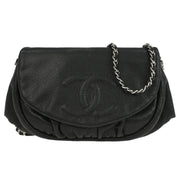 Chanel Black Calfskin Half Moon WOC Shoulder Wallet Bag 177448