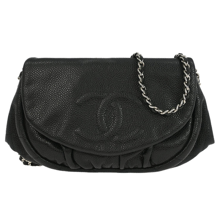 Chanel Black Calfskin Half Moon WOC Shoulder Wallet Bag 177448