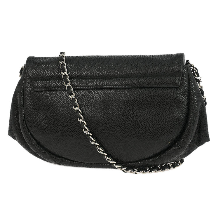 Chanel Black Calfskin Half Moon WOC Shoulder Wallet Bag 177448
