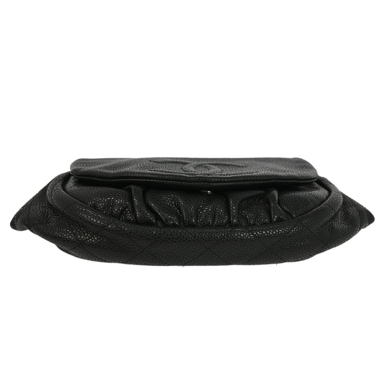 Chanel Black Calfskin Half Moon WOC Shoulder Wallet Bag 177448