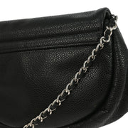 Chanel Black Calfskin Half Moon WOC Shoulder Wallet Bag 177448