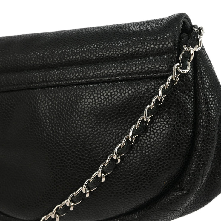 Chanel Black Calfskin Half Moon WOC Shoulder Wallet Bag 177448