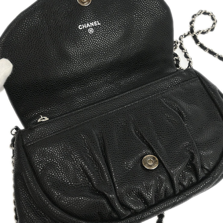 Chanel Black Calfskin Half Moon WOC Shoulder Wallet Bag 177448