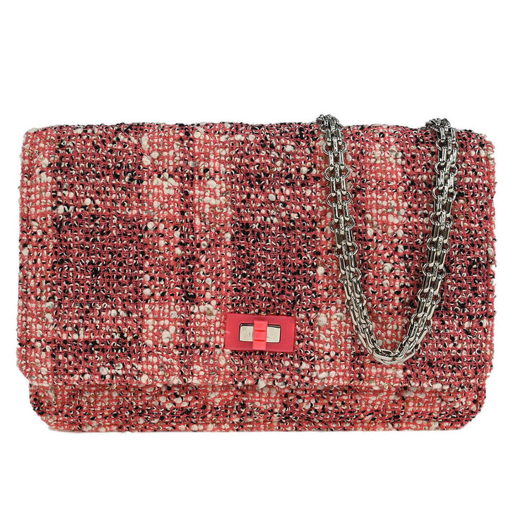 Chanel Pink Tweed Mademoiselle Lock Classic WOC Wallet On Chain 177453