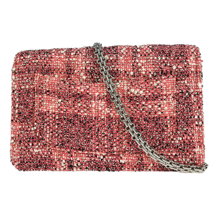 Chanel Pink Tweed Mademoiselle Lock Classic WOC Wallet On Chain 177453