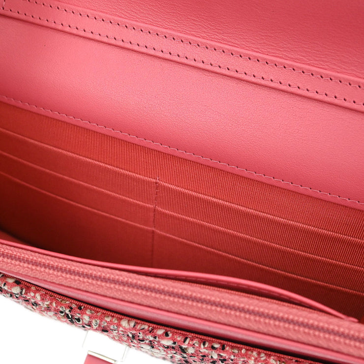 Chanel Pink Tweed Mademoiselle Lock Classic WOC Wallet On Chain 177453