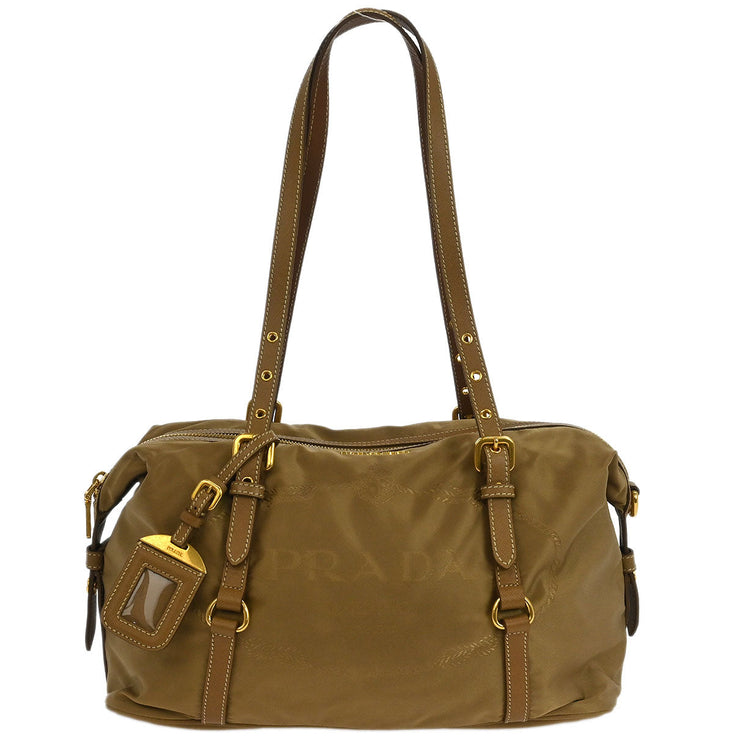 Prada Beige Nylon Logo Jacquard Shoulder Bag BL0600 25 177460
