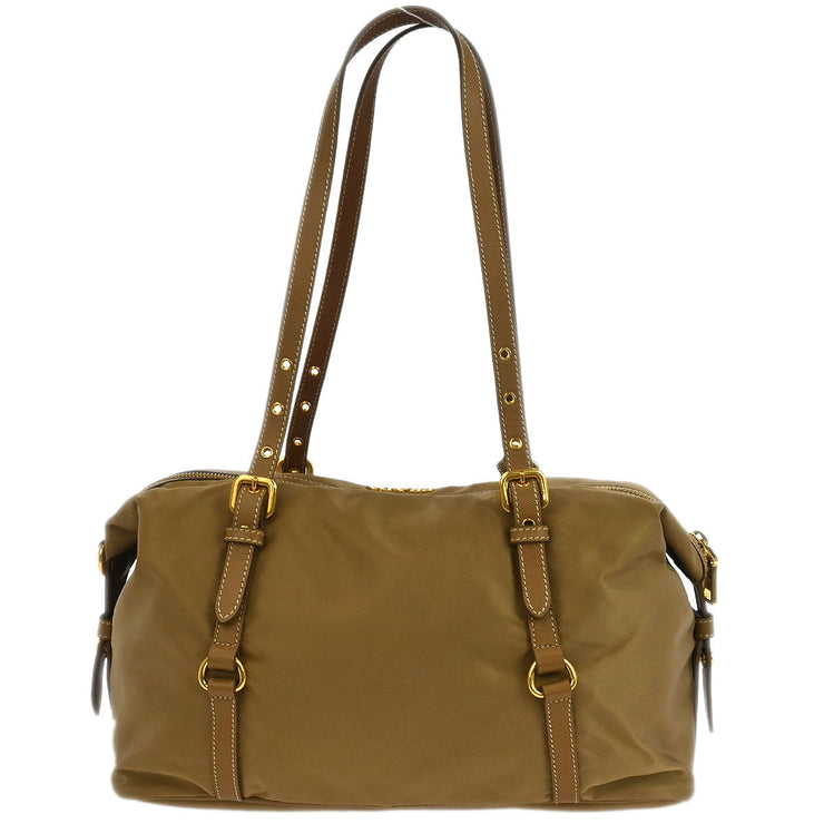 Prada Beige Nylon Logo Jacquard Shoulder Bag BL0600 25 177460