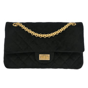Chanel Black Suede 2.55 Small Classic Double Flap Shoulder Bag 177475