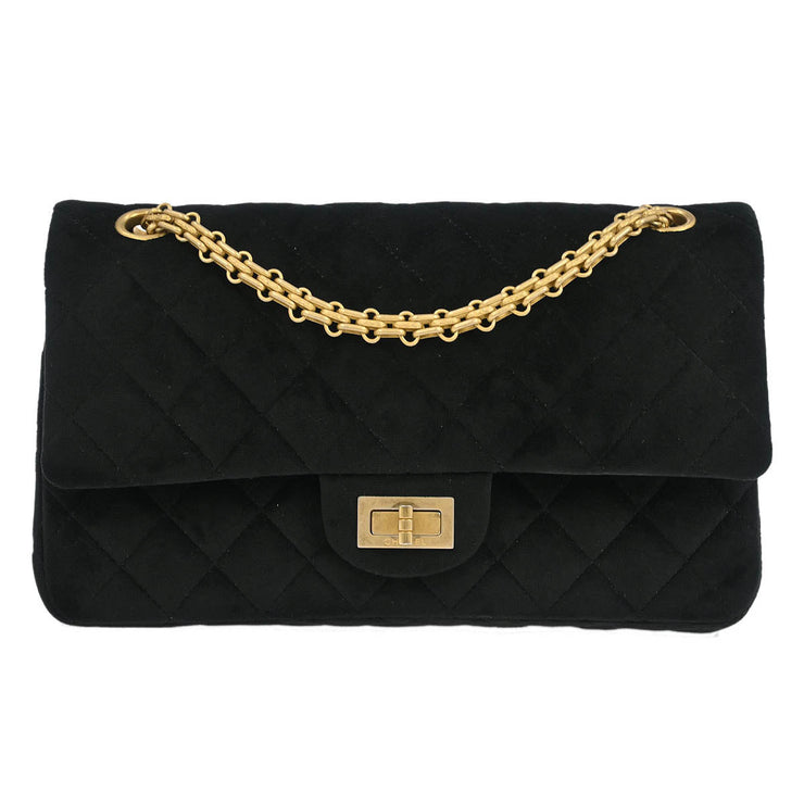 Chanel Black Suede 2.55 Small Classic Double Flap Shoulder Bag 177475