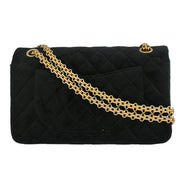 Chanel Black Suede 2.55 Small Classic Double Flap Shoulder Bag 177475
