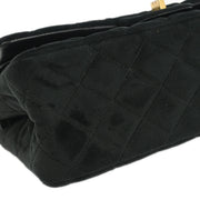 Chanel Black Suede 2.55 Small Classic Double Flap Shoulder Bag 177475