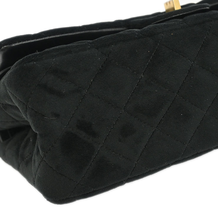 Chanel Black Suede 2.55 Small Classic Double Flap Shoulder Bag 177475