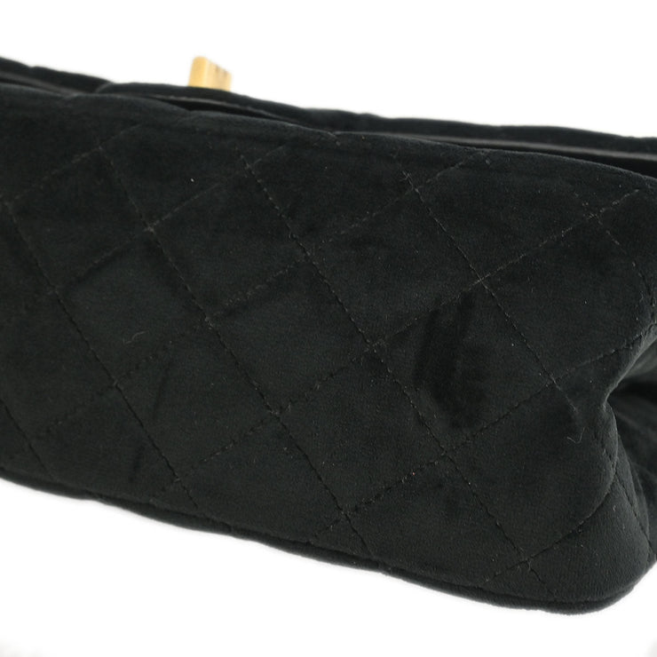 Chanel Black Suede 2.55 Small Classic Double Flap Shoulder Bag 177475