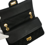 Chanel Black Suede 2.55 Small Classic Double Flap Shoulder Bag 177475