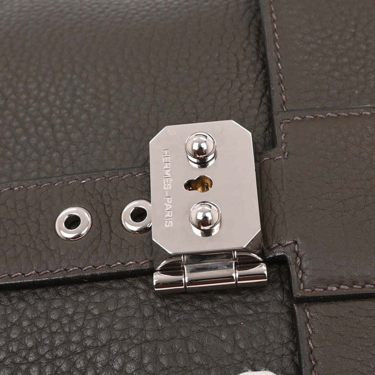Hermes Vert Gris Taurillon Clemence Sac a Depeches DPLG Handbag  Square:F M.U 177488