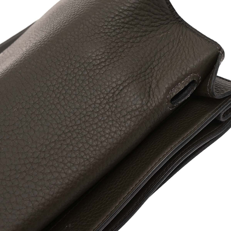 Hermes Vert Gris Taurillon Clemence Sac a Depeches DPLG Handbag  Square:F M.U 177488