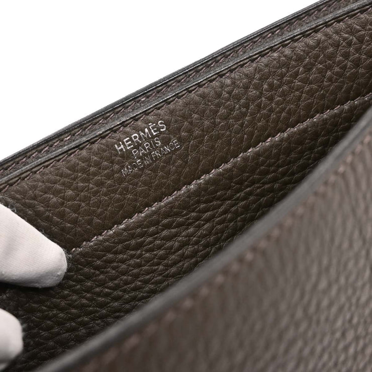 Hermes Vert Gris Taurillon Clemence Sac a Depeches DPLG Handbag  Square:F M.U 177488