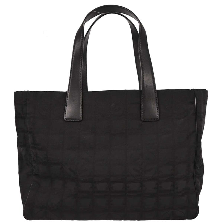Chanel Black Jacquard Nylon Travel Line Tote Handbag 177509